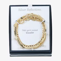 3-pc. Cubic Zirconia 14K Gold Over Brass 7.5 Inch Link Bracelet Set