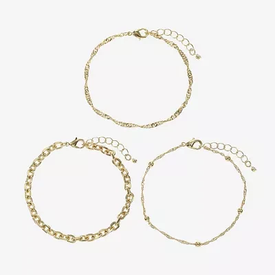 3-pc. Pure Silver Over Brass 7.5 Inch Link Bracelet Set