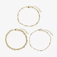 3-pc. Pure Silver Over Brass 7.5 Inch Link Bracelet Set