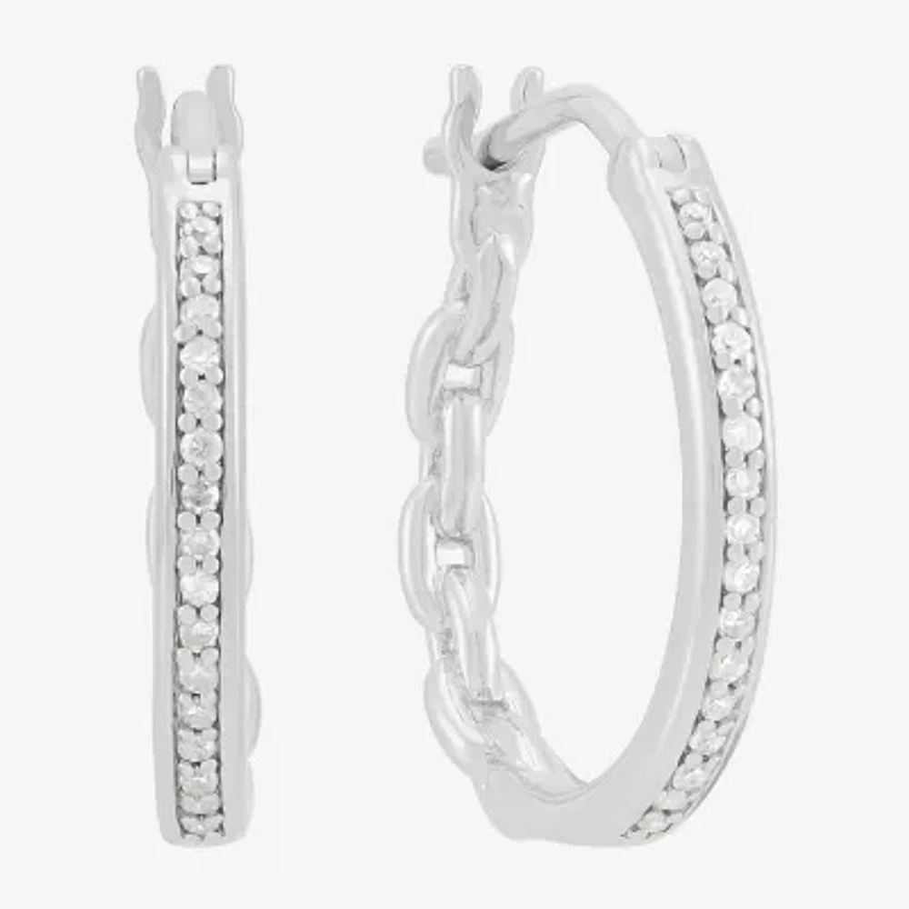 1/10 CT. T.W. Natural White Diamond Sterling Silver 17mm Hoop Earrings