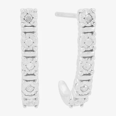 1/8 CT. T.W. Natural White Diamond Sterling Silver 20.5mm Hoop Earrings
