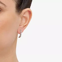 Womens 1/8 CT. T.W. Natural White Diamond Sterling Silver 20.5mm Hoop Earrings