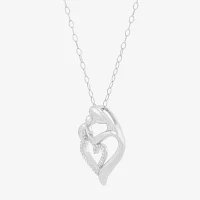 Mother And Child Womens 1/10 CT. T.W. Natural White Diamond Sterling Silver Heart 18 Inch Pendant Necklace