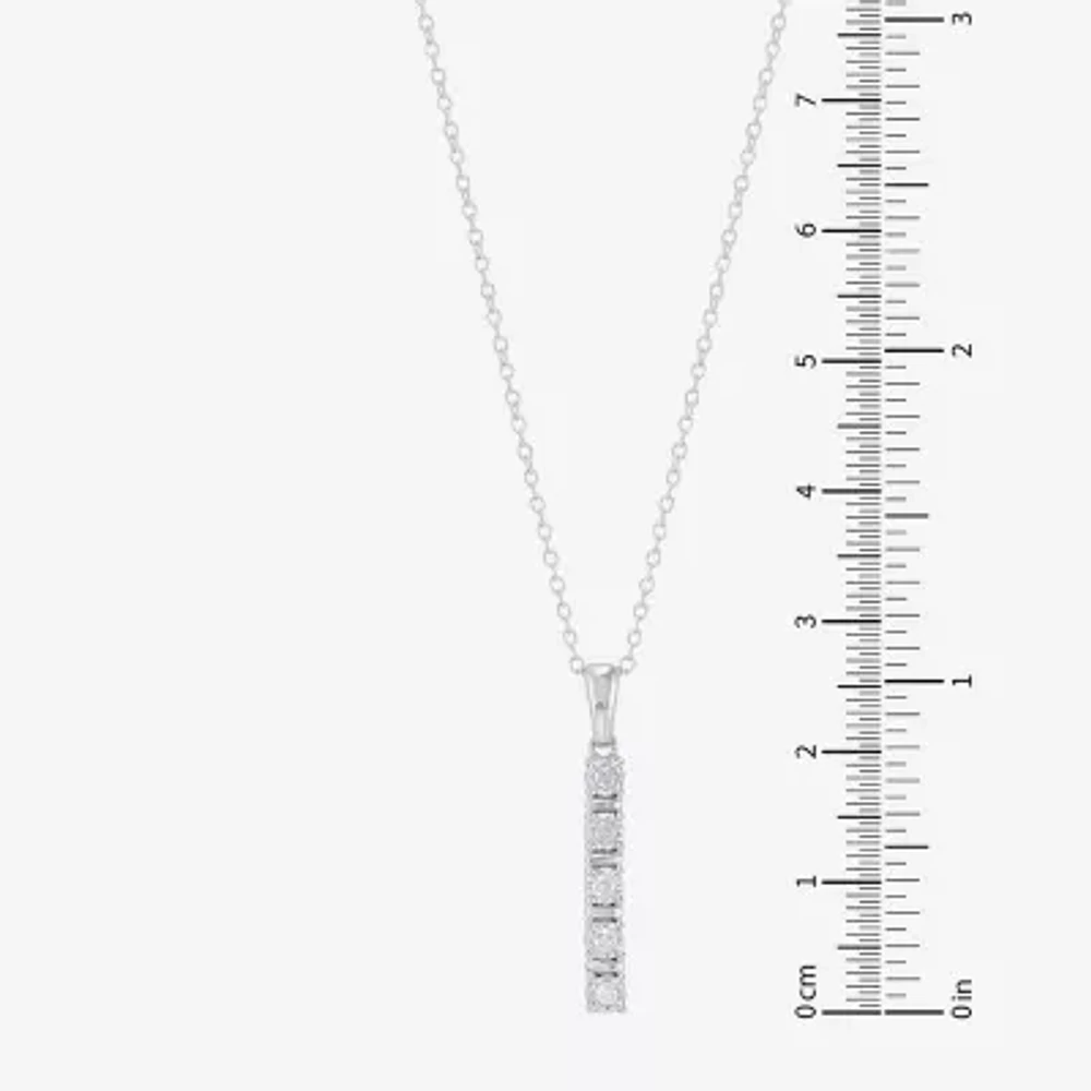 Womens 1/ CT. T.W. Natural White Diamond Sterling Silver Pendant Necklace