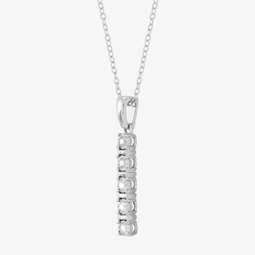 Womens 1/ CT. T.W. Natural White Diamond Sterling Silver Pendant Necklace
