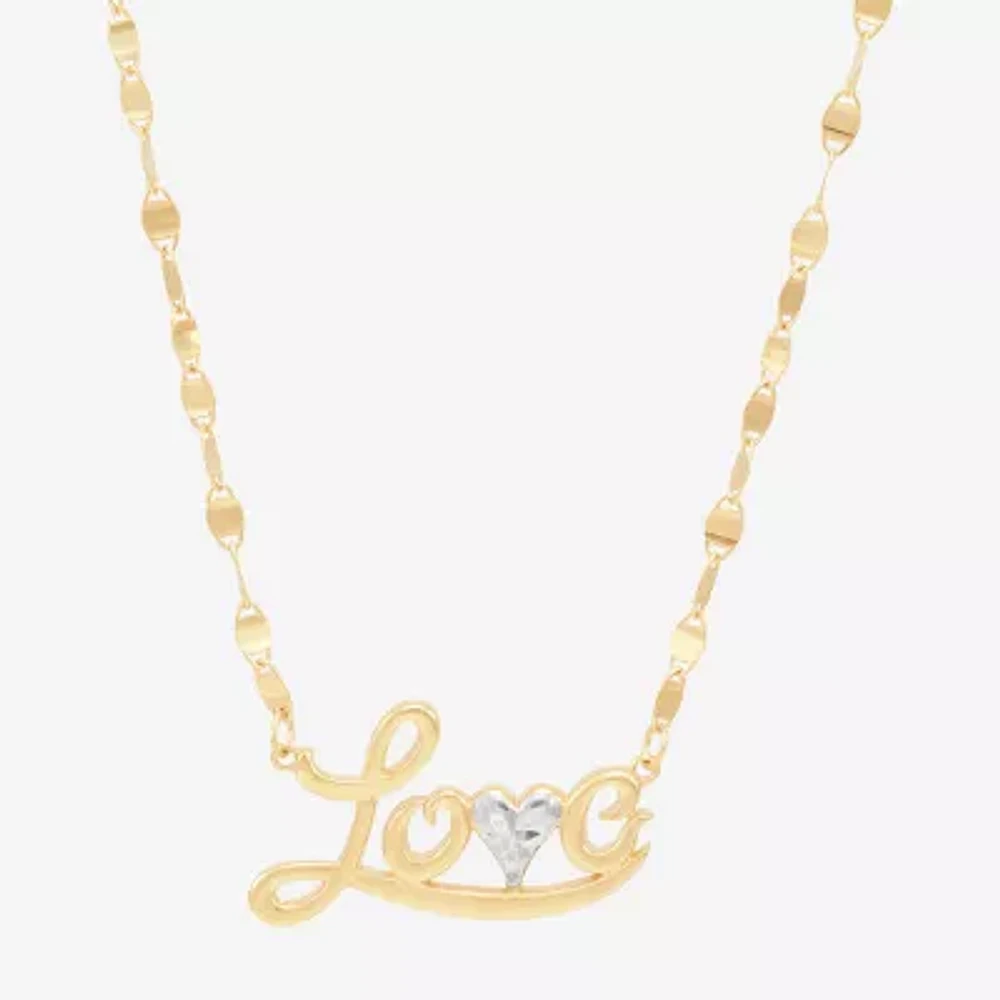 "Love" Womens 10K Gold Heart Pendant Necklace