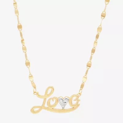 "Love" Womens 10K Gold Heart Pendant Necklace