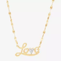 "Love" Womens 10K Gold Heart Pendant Necklace