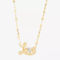 "Love" Womens 10K Gold Heart Pendant Necklace