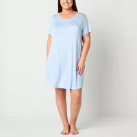 Liz Claiborne Cool and Calm Womens Plus Short Sleeve Round Neck Nightshirt