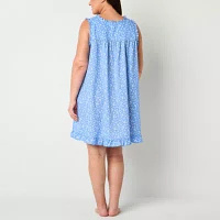 Adonna Womens Plus Sleeveless Keyhole Neck Nightgown