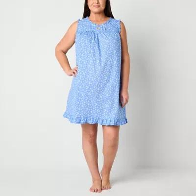 Adonna Womens Plus Sleeveless Keyhole Neck Nightgown