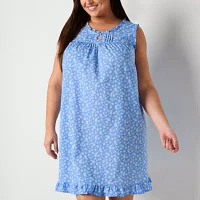 Adonna Womens Plus Sleeveless Keyhole Neck Nightgown