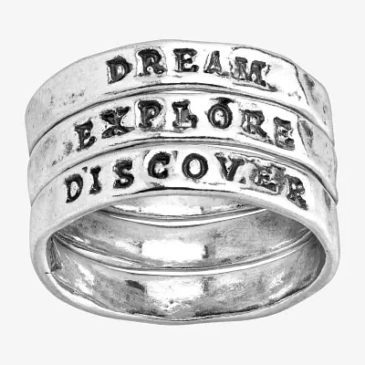 Dream; Explore; Discover Womens Sterling Silver Ring Sets
