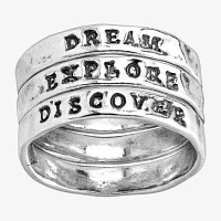 Dream; Explore; Discover Womens Sterling Silver Ring Sets