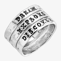 Dream; Explore; Discover Womens Sterling Silver Ring Sets
