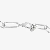 Sterling Silver 7.5 Inch Hollow Paperclip Chain Bracelet