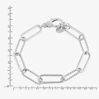 Sterling Silver 7.5 Inch Hollow Paperclip Chain Bracelet
