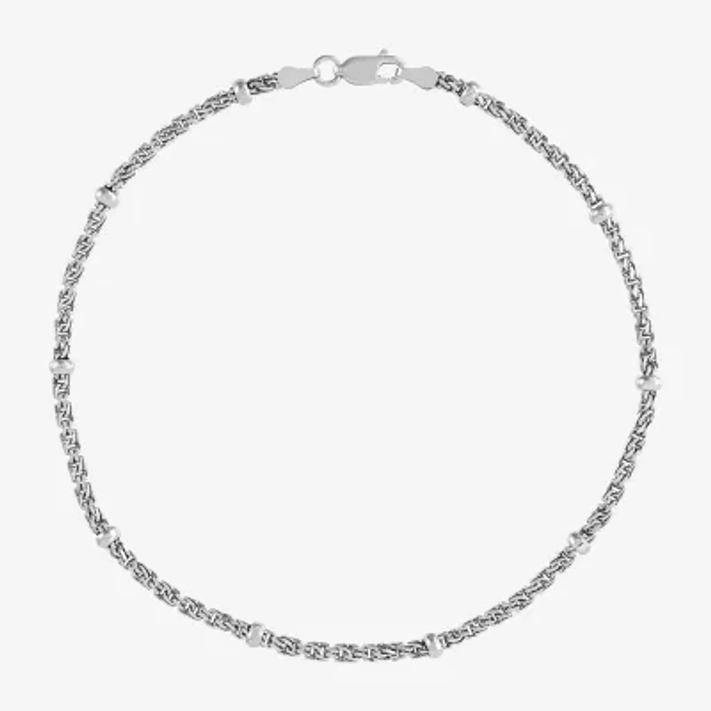 Sterling Silver 10 Inch Solid Link Ankle Bracelet