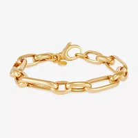 18K Gold Over Silver 8 1/2 Inch Hollow Box Link Bracelet