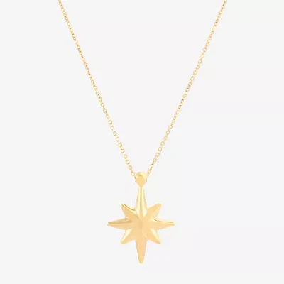 North Star Womens 10K Gold Star Pendant Necklace