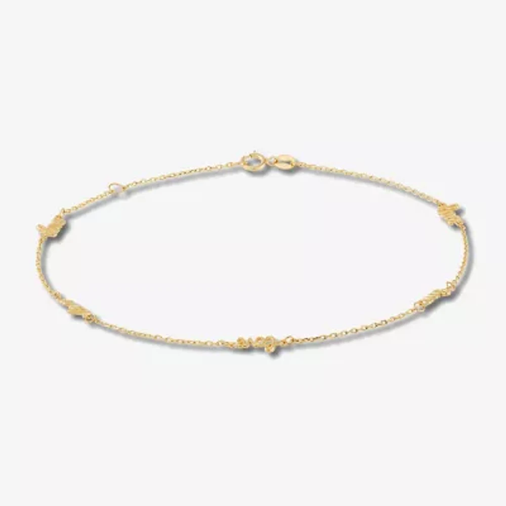 10K Gold 10 Inch Solid Cable Ankle Bracelet