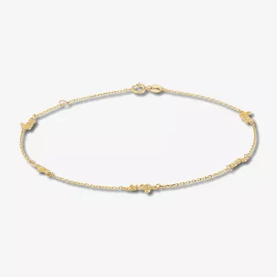 10K Gold 10 Inch Solid Cable Ankle Bracelet