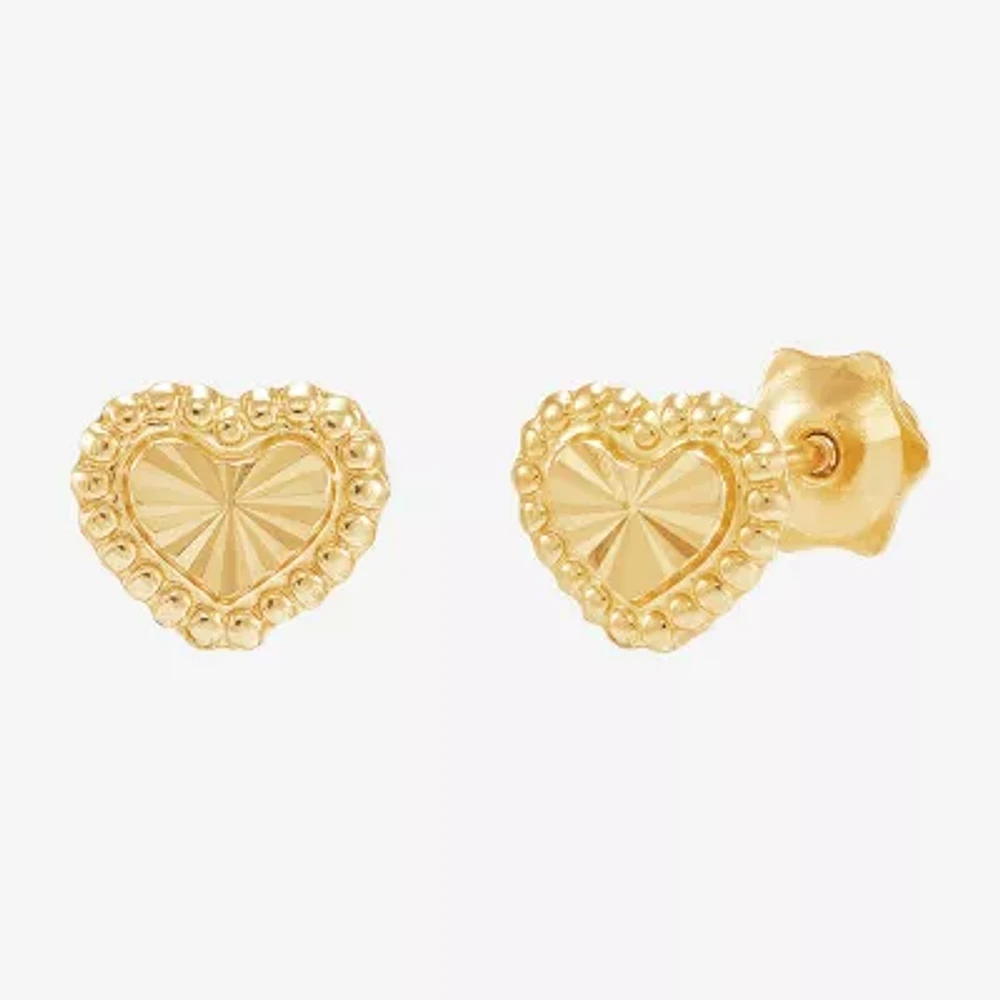 14K Gold 5.5mm Heart Stud Earrings