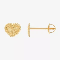 14K Gold 5.5mm Heart Stud Earrings