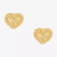 14K Gold 5.5mm Heart Stud Earrings