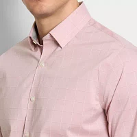 Van Heusen Everyday Defense Stainsheild Slim Mens Fit Long Sleeve Windowpane Button-Down Shirt