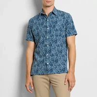 Van Heusen Weekend Mens Moisture Wicking Regular Fit Short Sleeve Abstract Button-Down Shirt