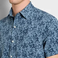 Van Heusen Weekend Mens Moisture Wicking Regular Fit Short Sleeve Abstract Button-Down Shirt