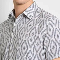 Van Heusen Weekend Mens Moisture Wicking Regular Fit Short Sleeve Abstract Button-Down Shirt