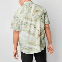 Stylus Mens Regular Fit Short Sleeve Abstract Button-Down Shirt