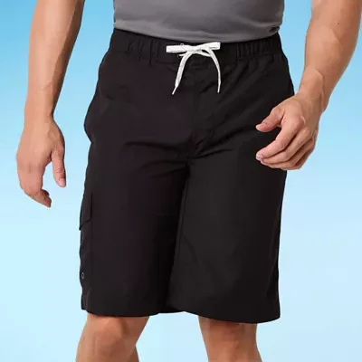 St. John's Bay Cargo Mens Drawstring Waist Swim Trunks Big and Tall