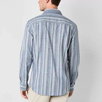 mutual weave Mens Regular Fit Long Sleeve Striped Button-Down Shirt