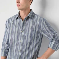 mutual weave Mens Regular Fit Long Sleeve Striped Button-Down Shirt