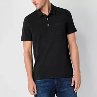 mutual weave Mens Regular Fit Easy-on + Easy-off Adaptive Short Sleeve Pocket Polo Shirt