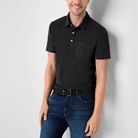 mutual weave Mens Regular Fit Easy-on + Easy-off Adaptive Short Sleeve Pocket Polo Shirt