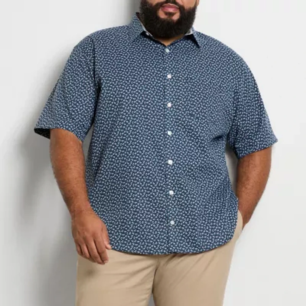 Van Heusen Big and Tall Mens Regular Fit Short Sleeve Floral Button-Down Shirt