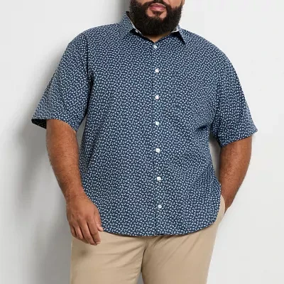 Van Heusen Big and Tall Mens Regular Fit Short Sleeve Floral Button-Down Shirt