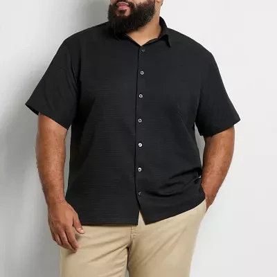 Van Heusen Big and Tall Mens Moisture Wicking Regular Fit Short Sleeve Button-Down Shirt