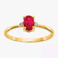 Gemstone Diamond Accent 10K Gold Oval Cocktail Ring