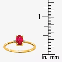 Gemstone Diamond Accent 10K Gold Oval Cocktail Ring