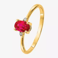 Gemstone Diamond Accent 10K Gold Oval Cocktail Ring