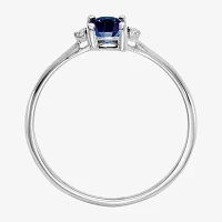 Gemstone Diamond Accent 10K White Gold Oval Cocktail Ring