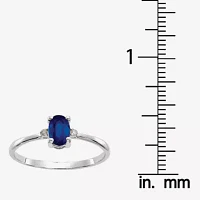 Gemstone Diamond Accent 10K White Gold Oval Cocktail Ring