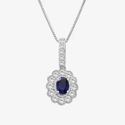 Womens Oval-cut Gemstone & 1 CT. T.W. Lab-Grown Diamond 10K Gold Pendant Necklace