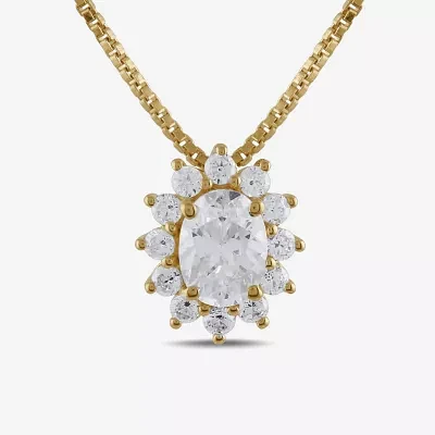 Womens 1/2 CT. T.W. Lab Grown White Diamond 10K Gold Oval Pendant Necklace